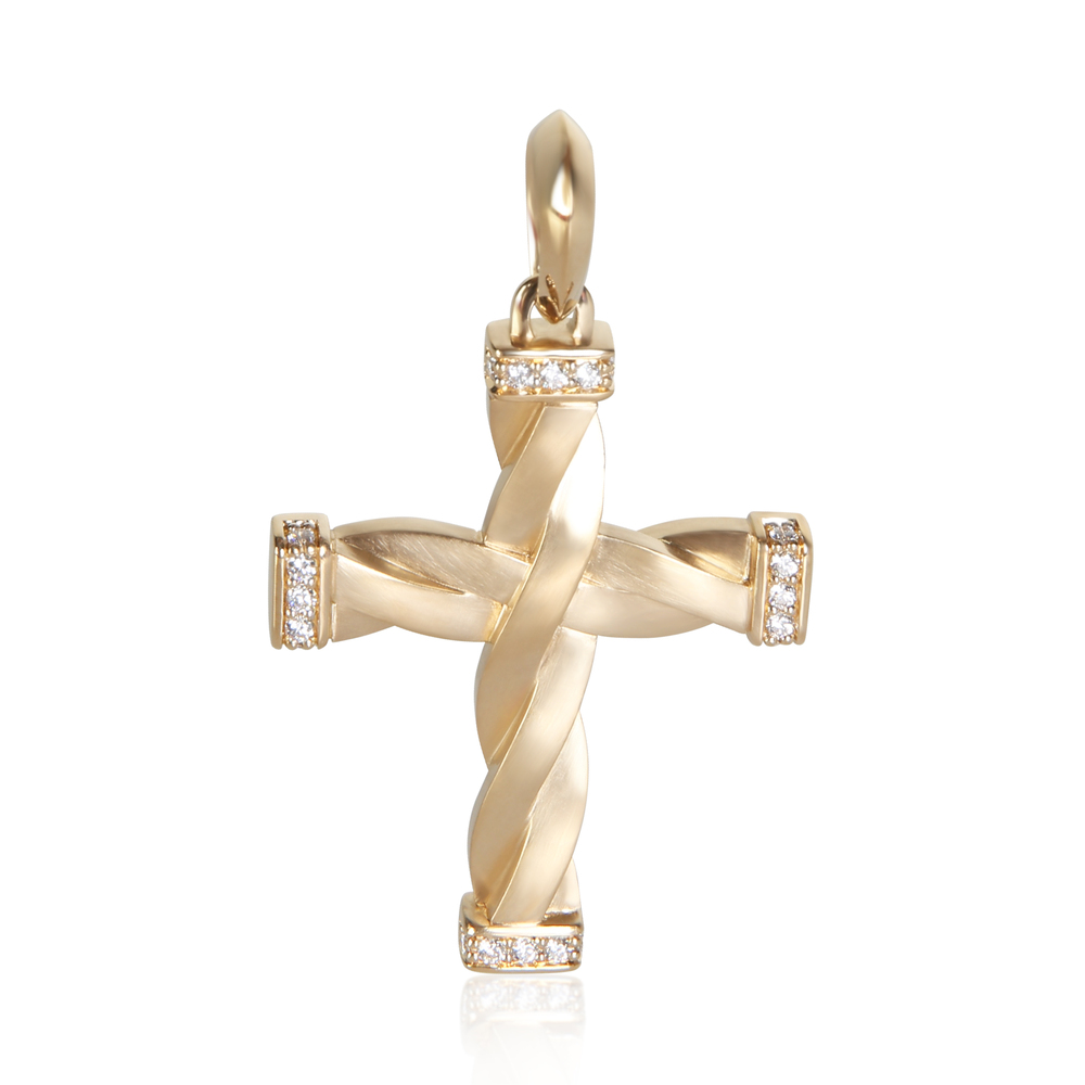 David Yurman Yellow Gold Diamond Helios Cross Pendant